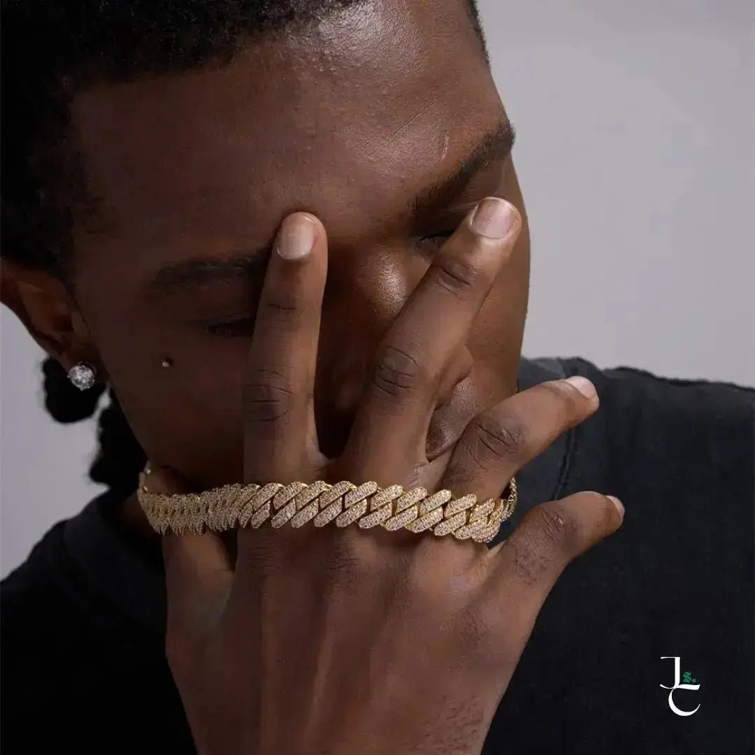 Half Width Diamond Encrusted Cuban Link Chain - Jade St. Clair - Jade St. Clair