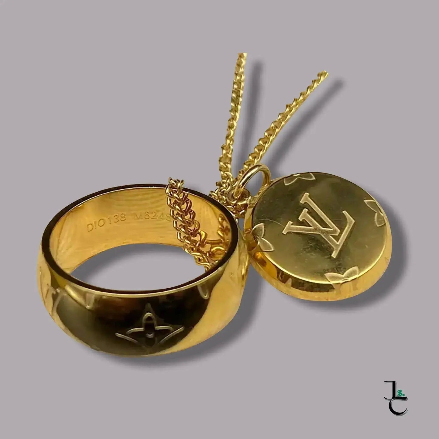 Repurposed LUX Gold Logo Ring Necklace - Jade St. Clair - Jade St. Clair