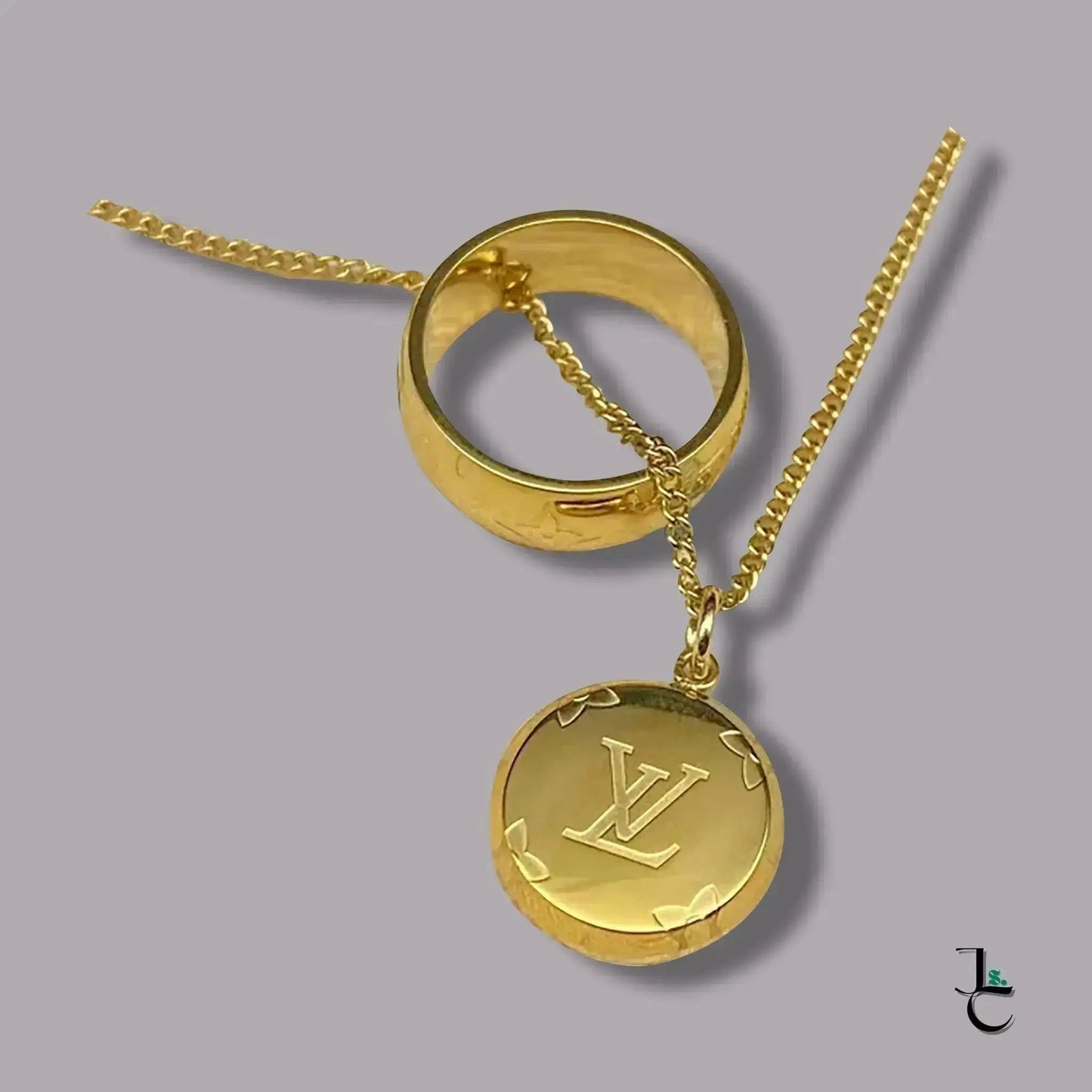 Repurposed LUX Gold Logo Ring Necklace - Jade St. Clair - Jade St. Clair
