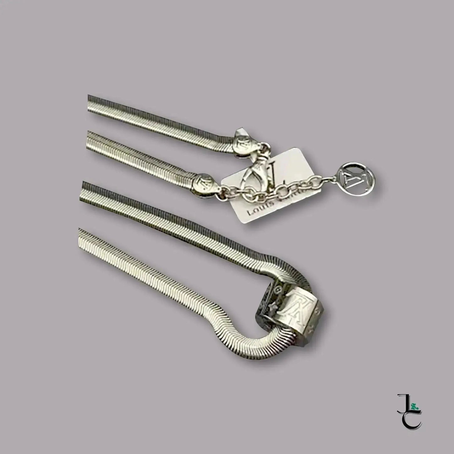 Repurposed LUX Thai Silver Ring Herringbone Necklace - Jade St. Clair - Jade St. Clair