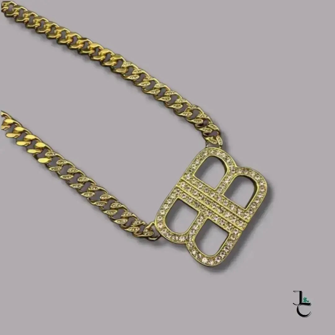 Blanc Moissanite Logo Gold Cuban Chain - Jade St. Clair - Jade St. Clair