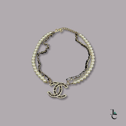 Caraté Gold Logo Pearl Necklace - Jade St. Clair - Jade St. Clair