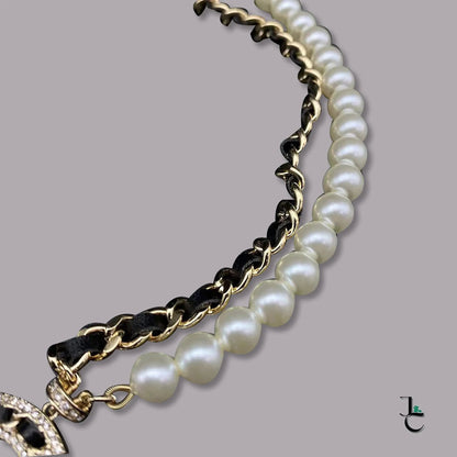 Caraté Gold Logo Pearl Necklace - Jade St. Clair - Jade St. Clair