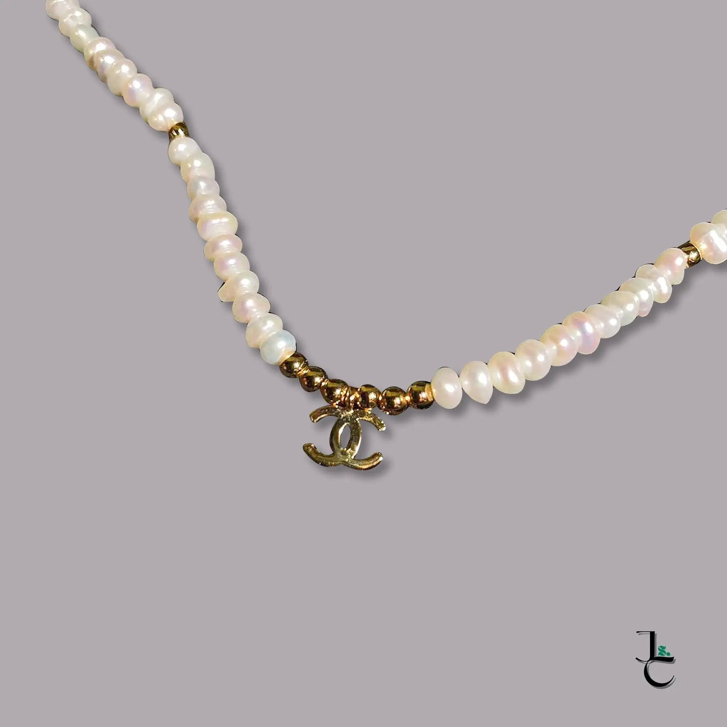 Caraté Gold Logo Small Pearl Necklace - Jade St. Clair - Jade St. Clair