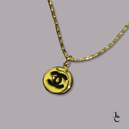 Caraté Gold/Black Logo Pendant Necklace - Jade St. Clair - Jade St. Clair