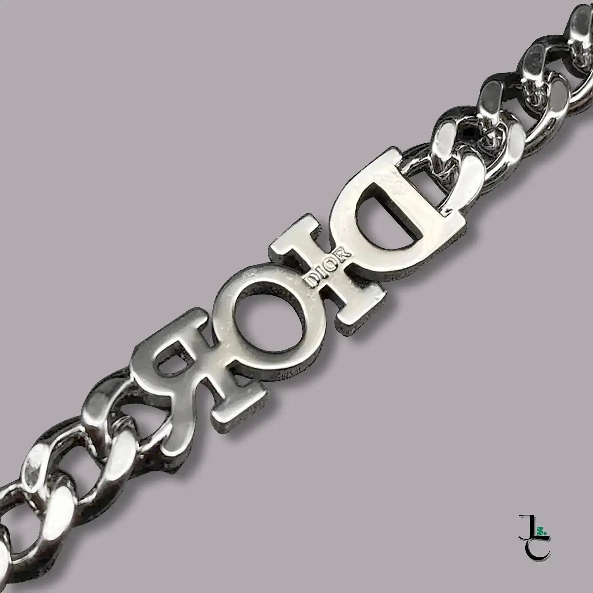 Dior Silver Diamond Studded Logo Pendant Chain - Jade St. Clair - Jade St. Clair