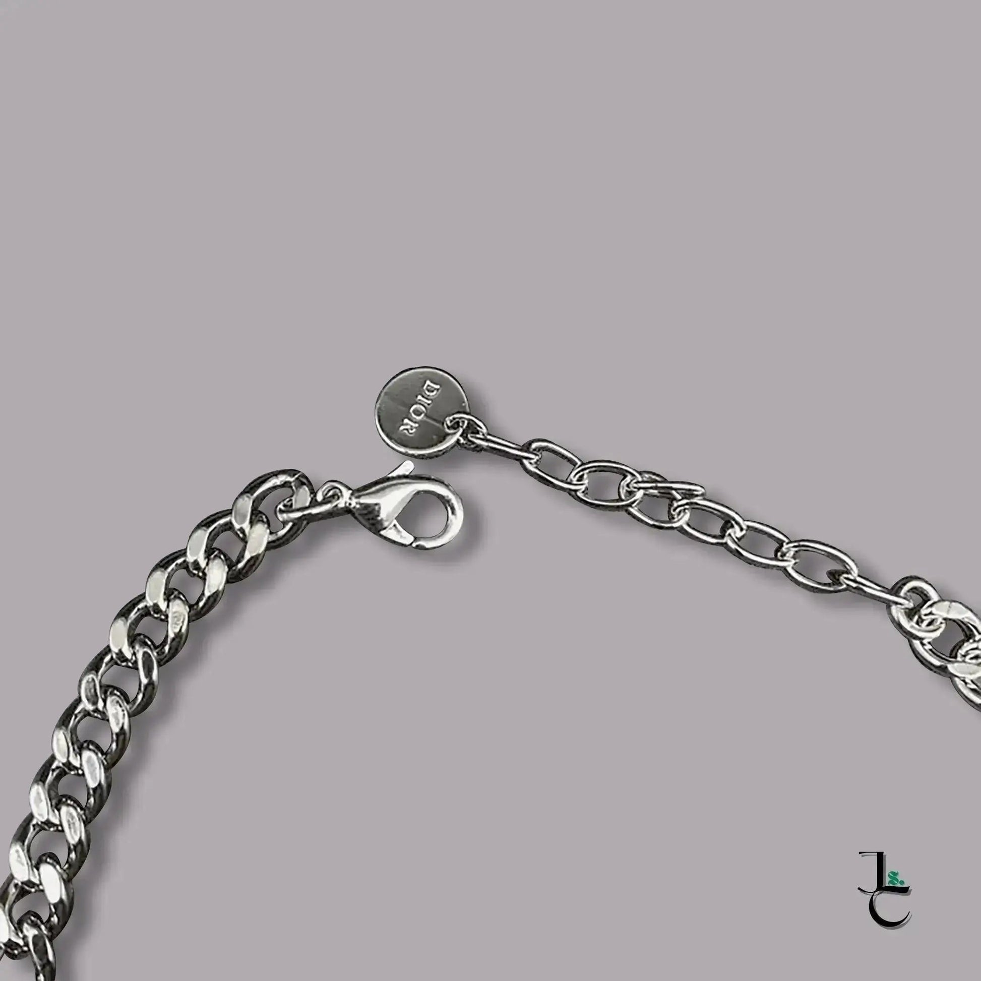 Dior Silver Diamond Studded Logo Pendant Chain - Jade St. Clair - Jade St. Clair