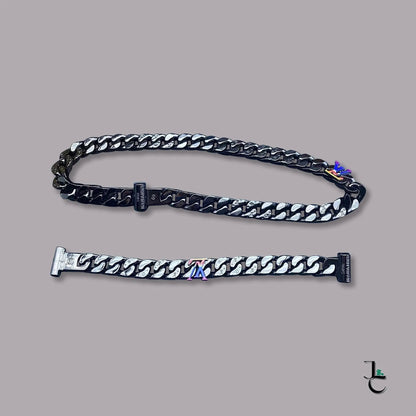 LUX Black Cuban Link Rainbow Logo Necklace/Bracelet - Jade St. Clair - Jade St. Clair