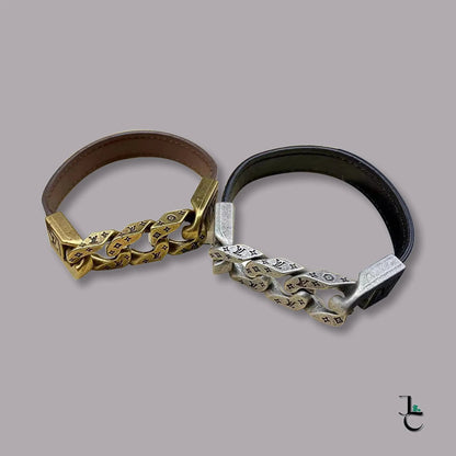 LUX Logo Leather Cuban Bracelet - Jade St. Clair - Jade St. Clair