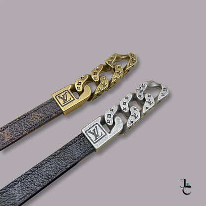 LUX Logo Leather Cuban Bracelet - Jade St. Clair - Jade St. Clair