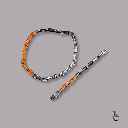 LUX Silver/Orange Logo Chain Link Necklace/Bracelet - Jade St. Clair - Jade St. Clair