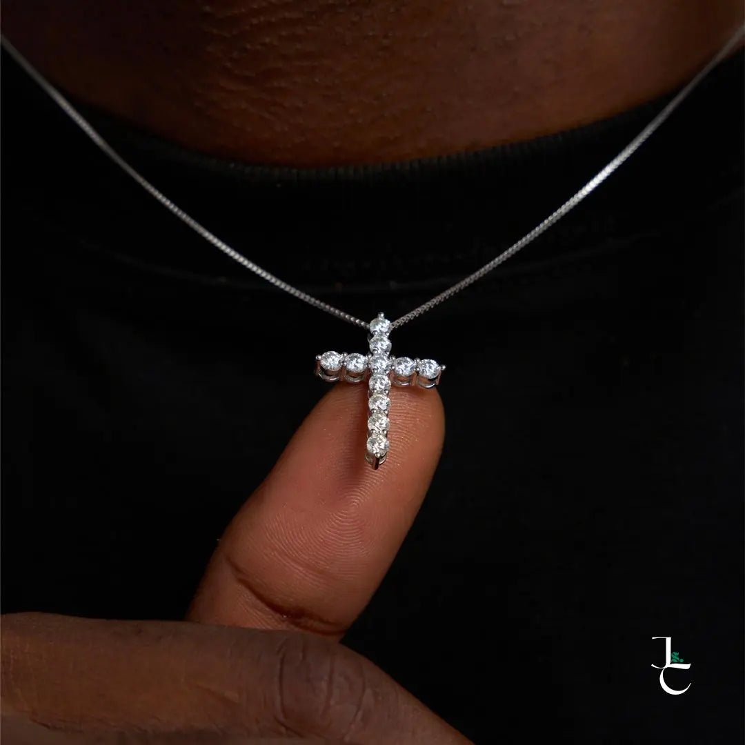 Sterling Silver Moissanite Cross Chain - Jade St. Clair - Jade St. Clair