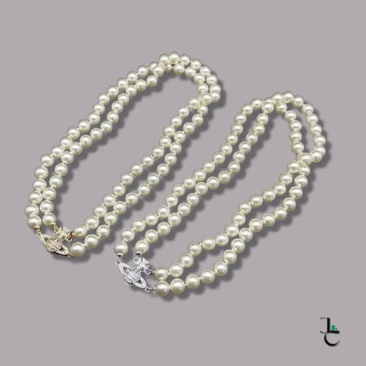 VELA Magnetic Double Pearl Saturn Necklace - Jade St. Clair - Jade St. Clair