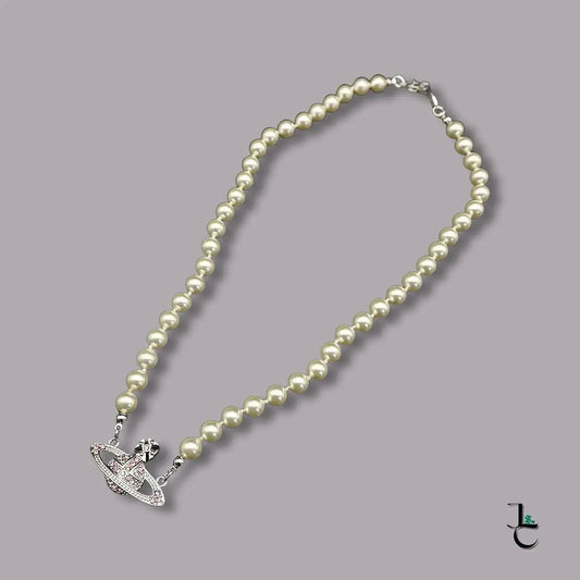 VELA Pink Diamond Pearl Saturn Necklace - Jade St. Clair - Jade St. Clair