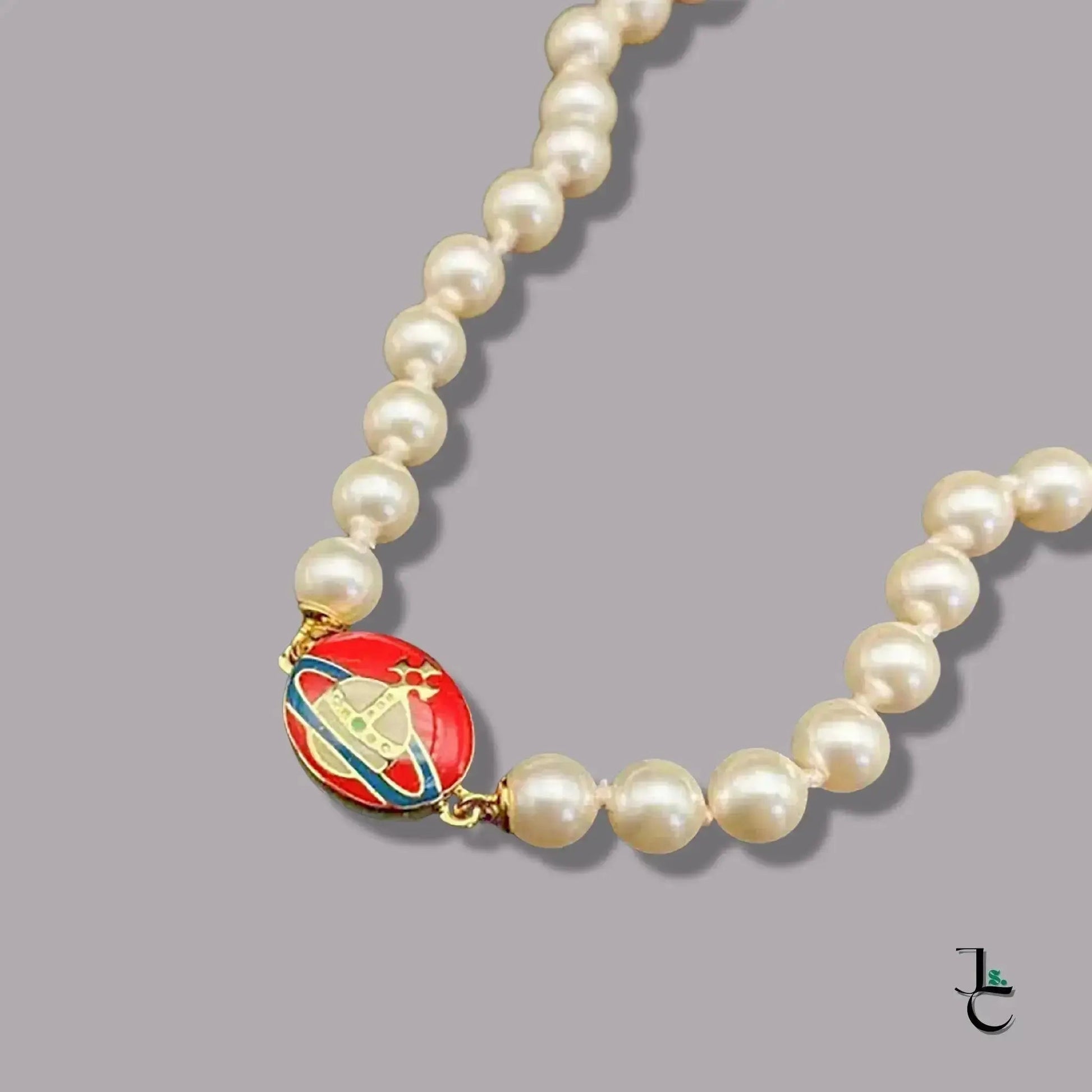 VELA Red Magnetic Pearl Saturn Necklace - Jade St. Clair - Jade St. Clair