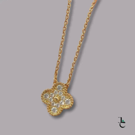 Alhambra Diamond Encrusted Clover Pendant Necklace - Jade St. Clair - Jade St. Clair