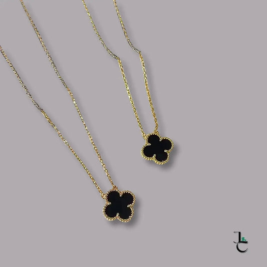 Alhambra Gold/Black Clover Pendant Necklace - Jade St. Clair - Jade St. Clair