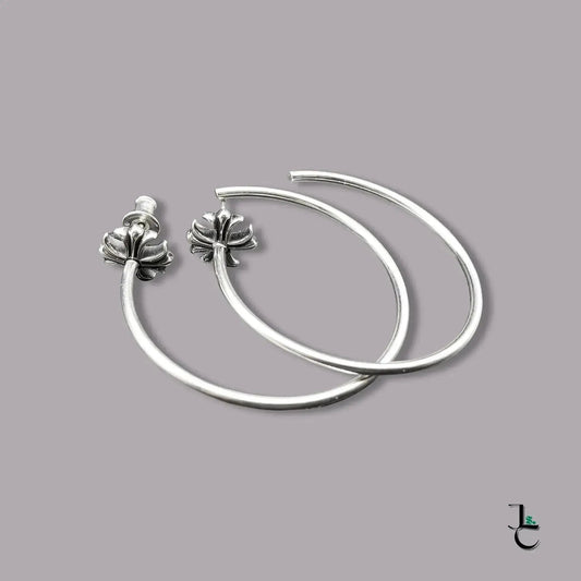 NOIR Silver Hoop Flower Cross Earrings - Jade St. Clair - Jade St. Clair