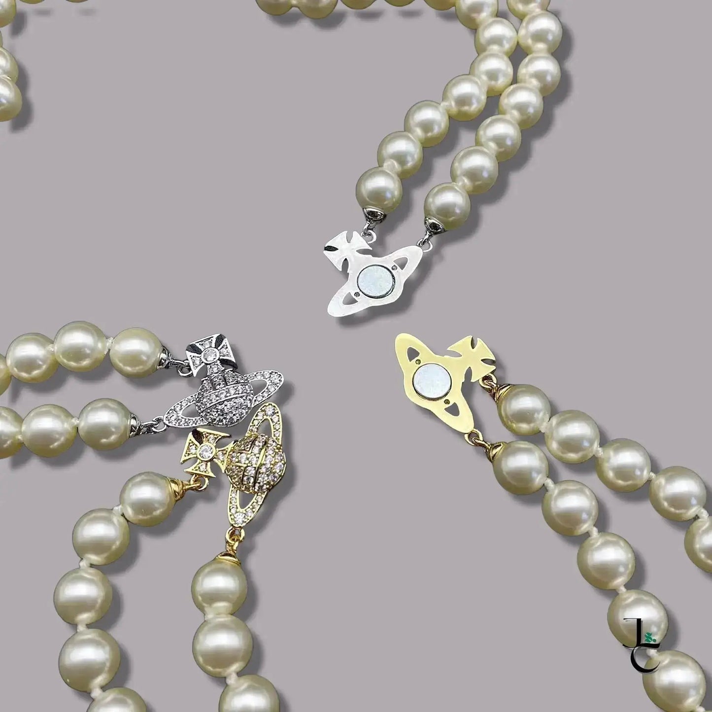 VELA Magnetic Double Pearl Saturn Necklace - Jade St. Clair - Jade St. Clair